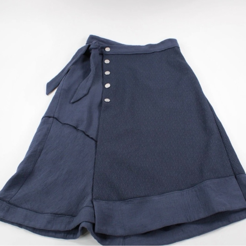 Navy Blue Button-Front Women's Skirt